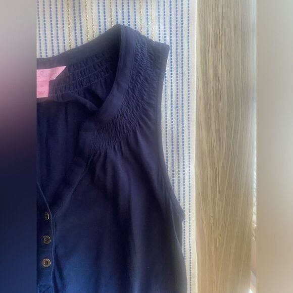 Lilly Pulitzer Mini Dress Size XS Navy Blue tank Sleeveless Buttons From - Picture 6 of 15